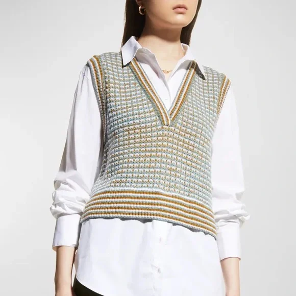 SOLD- VERONICA BEARD SERWA MIXED MEDIA VEST - Picture 3 of 12